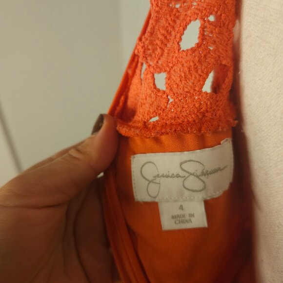 EUC Jessica Simpson Sleeveless Lace Dress In Coral - Picture 3 of 4